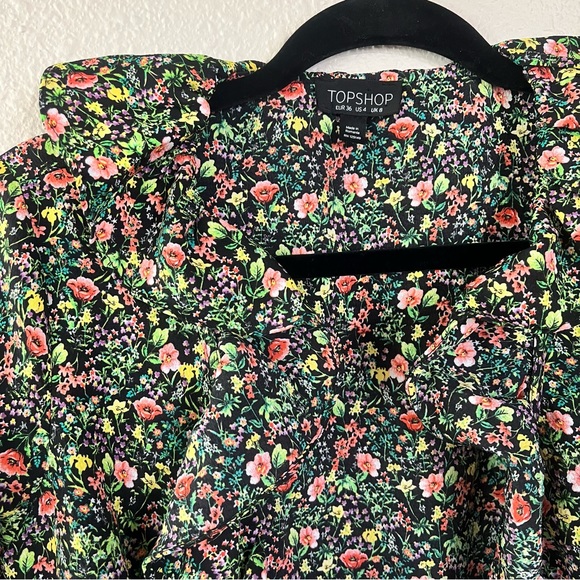 TopShop Green Floral Ruffle Wrap Dress Size 4 - Picture 5 of 8